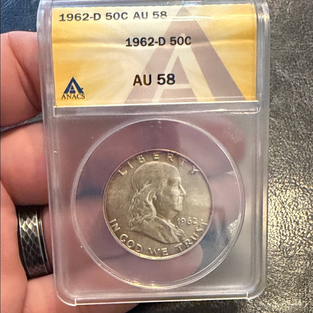 Anac 1962-D 50C Silver Coin in Protective Case 90% silver